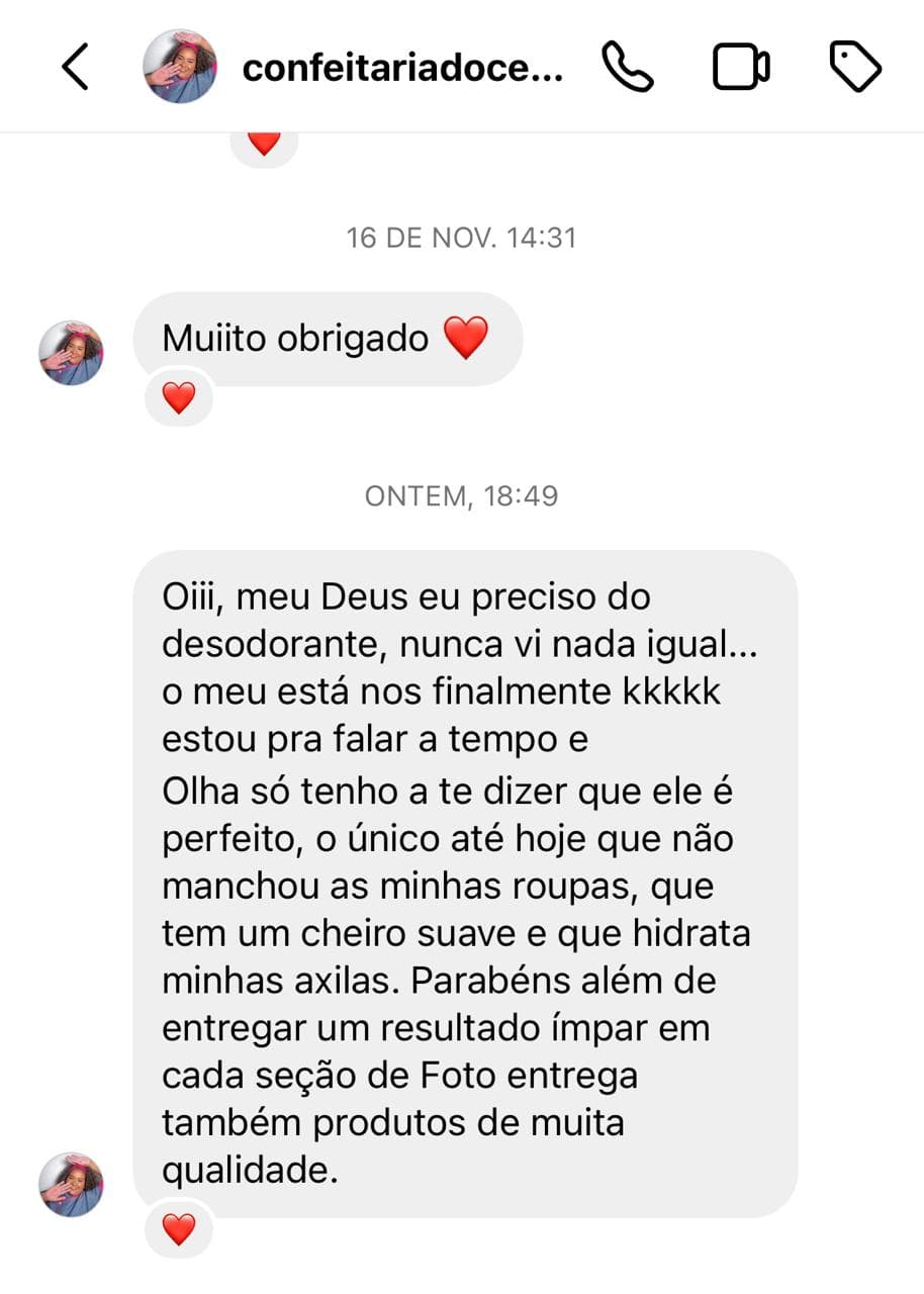Relato de cliente sobre o desodorante Flô